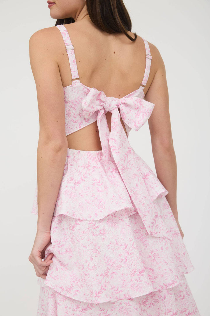 Floral Back Tiered Ruffle Maxi Dress