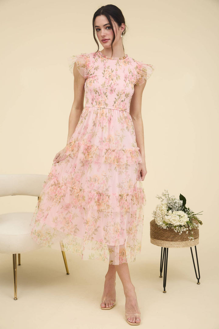 Floral Smocked Ruffle Tiered Maxi Dress