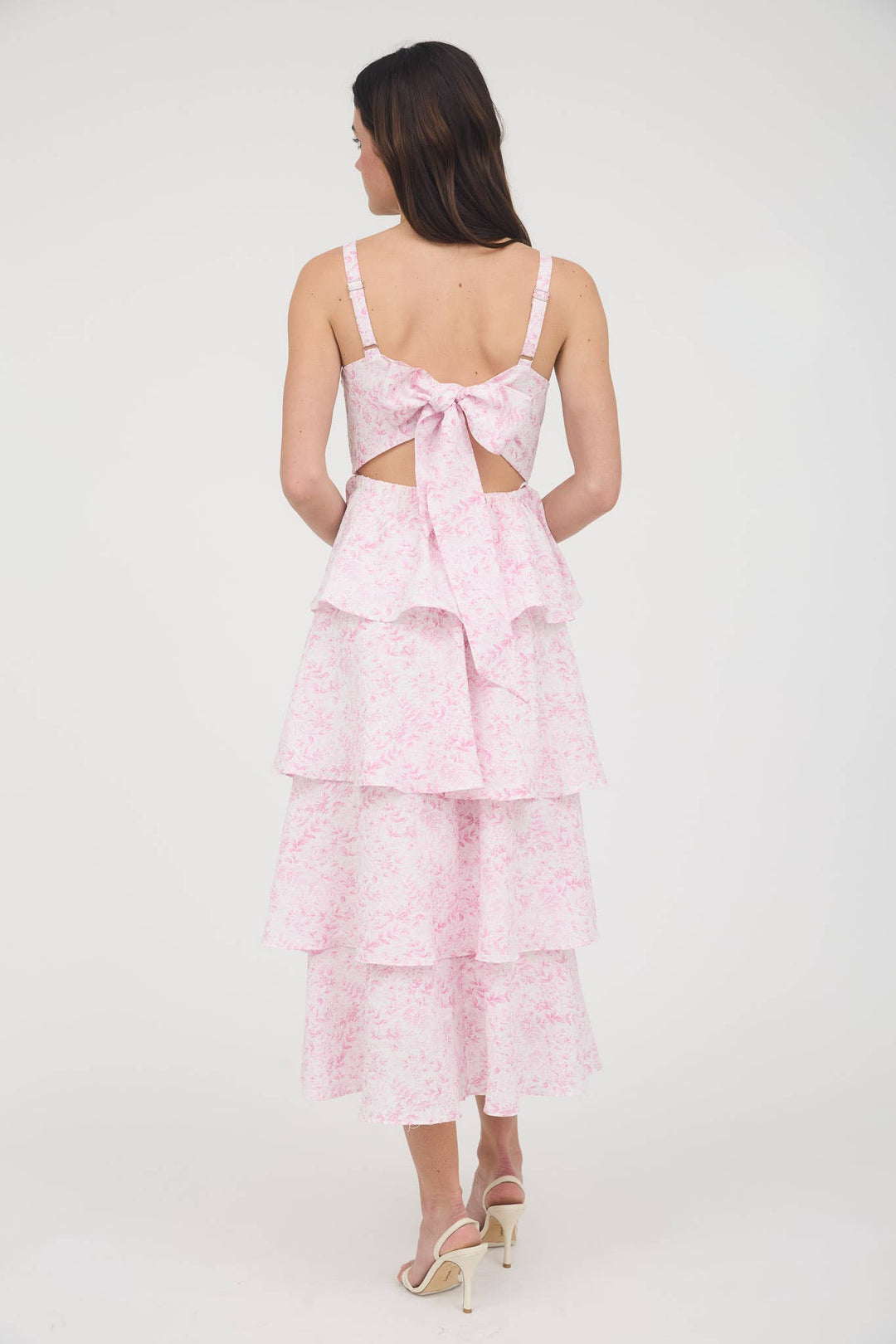 Floral Back Tiered Ruffle Maxi Dress