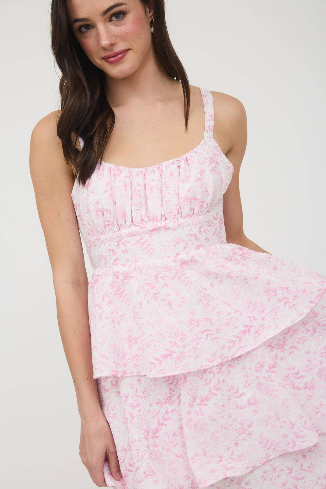 Floral Back Tiered Ruffle Maxi Dress