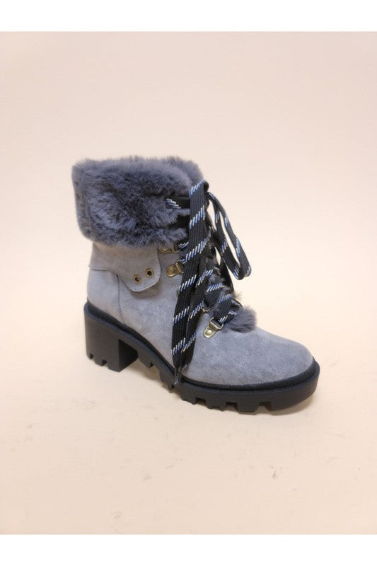 lace up fur booties