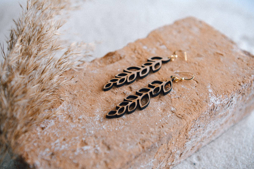 Lightweight Leaf Drop Wood Earrings