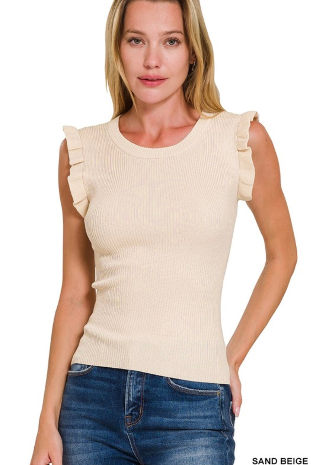 Ruffle Trim Sweater Vest