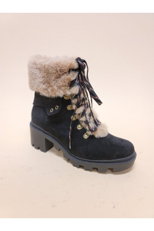 lace up fur booties