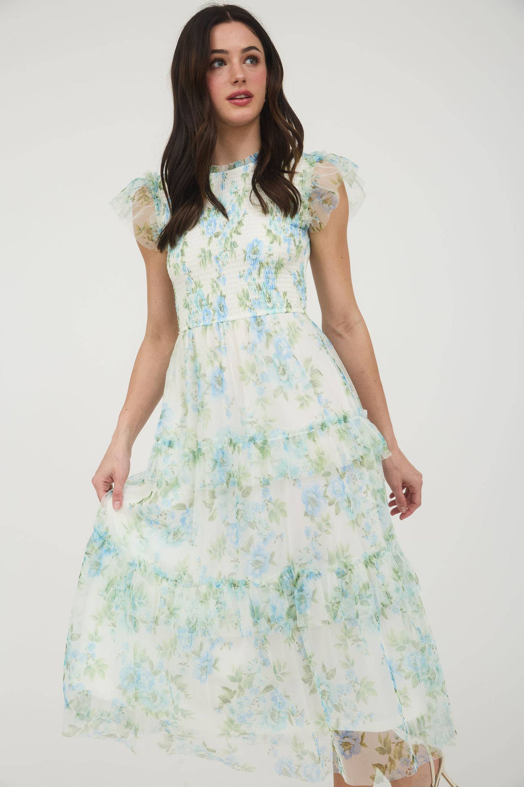 Floral Smocked Ruffle Tiered Maxi Dress