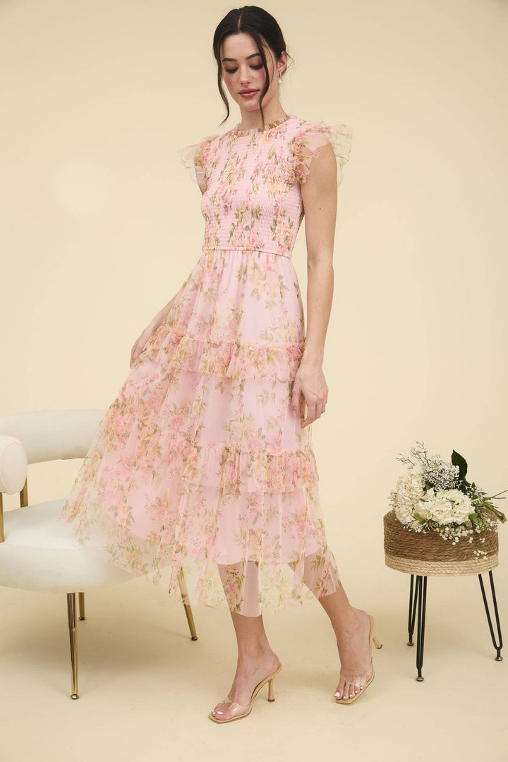Floral Smocked Ruffle Tiered Maxi Dress