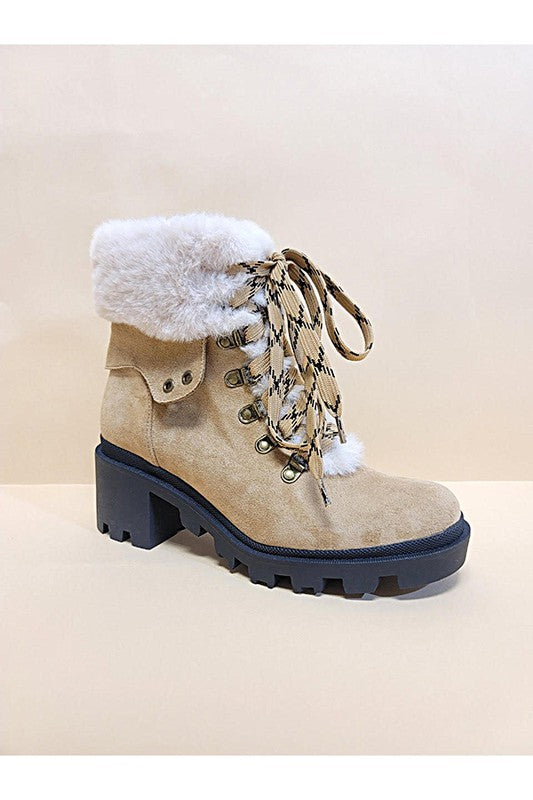 lace up fur booties