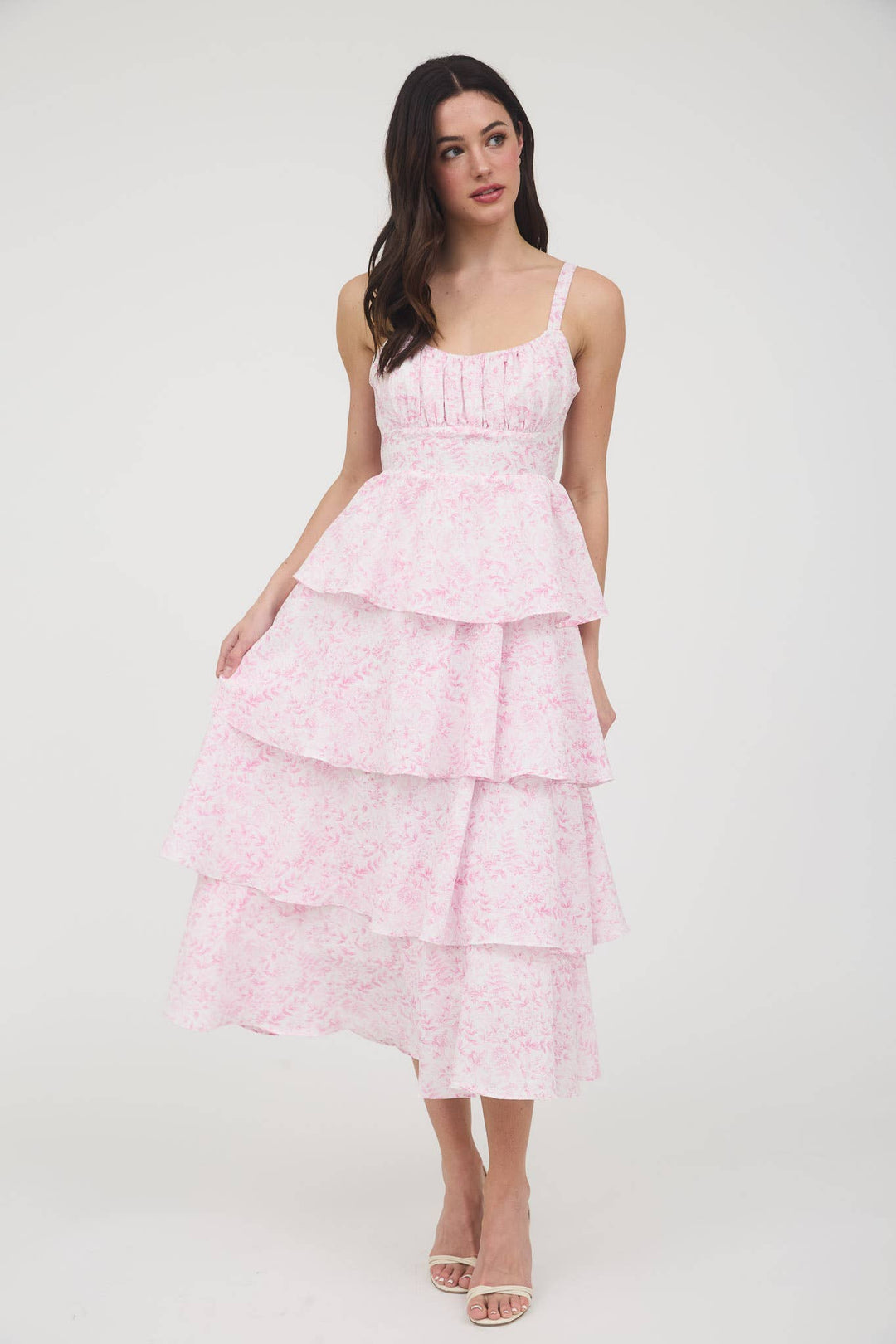 Floral Back Tiered Ruffle Maxi Dress