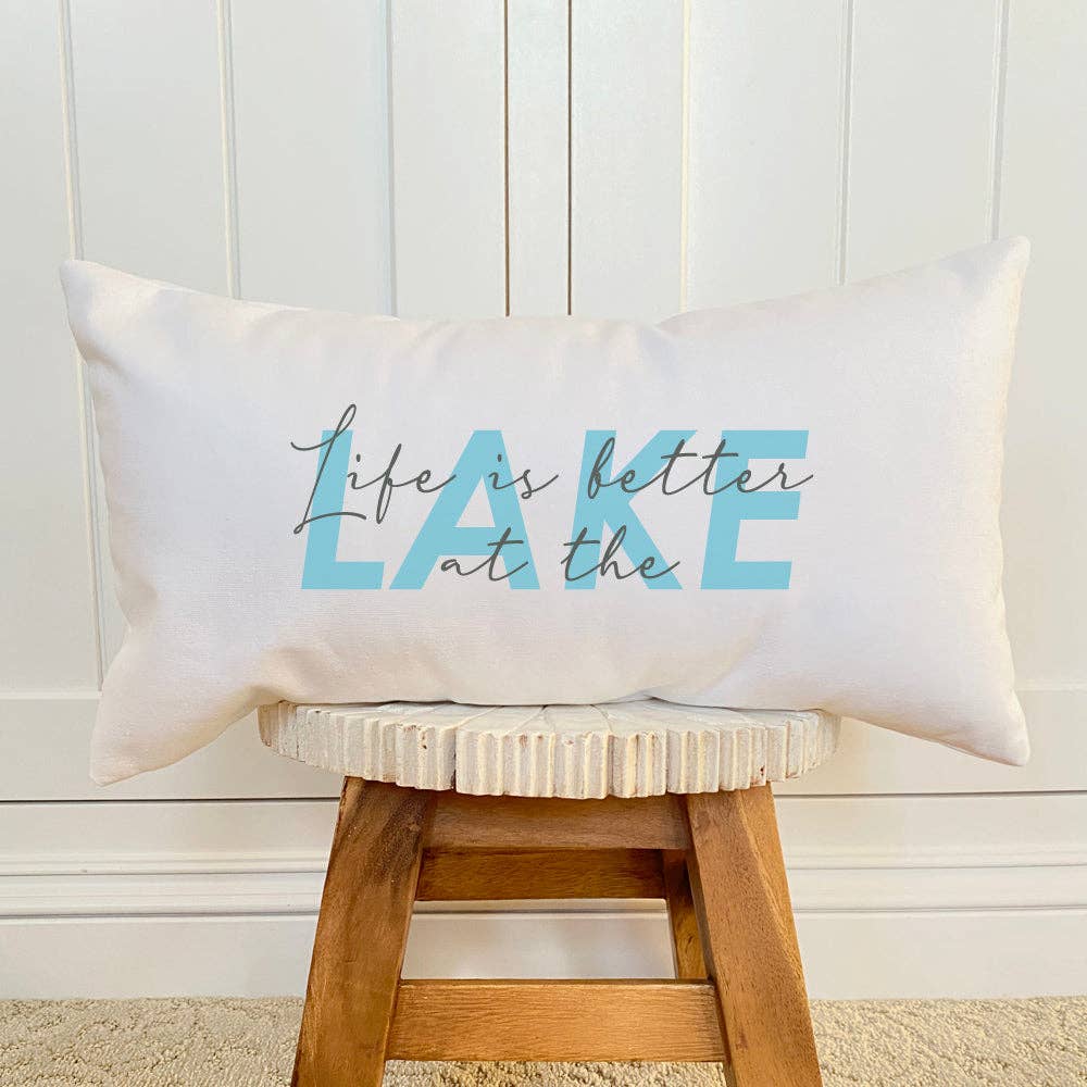 Life is Better at the Lake (Script Overlay) - 10 x 18 Rectangular Canvas Pillow