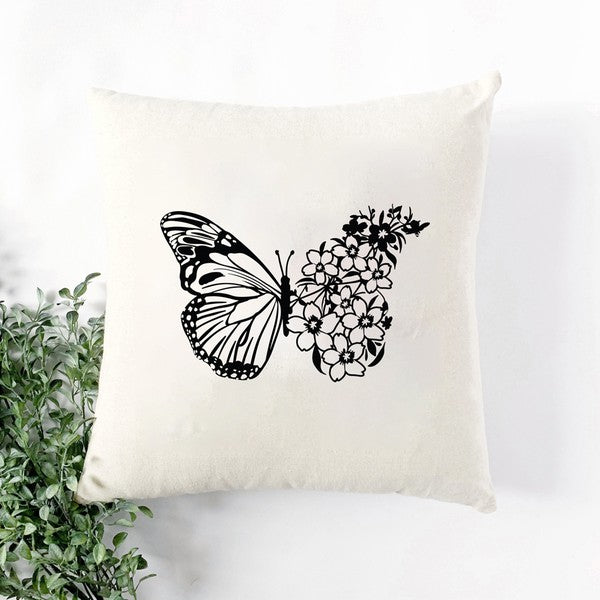 Butterfly And Flowers  Pillow Cover