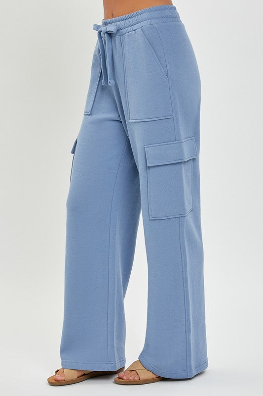 High Rise Side Cargo Pocket Wide Pants