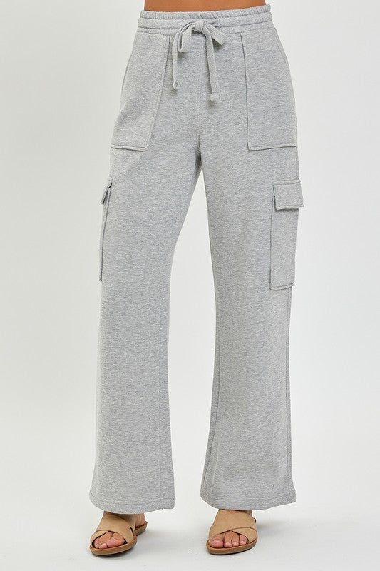 High Rise Side Cargo Pocket Wide Pants