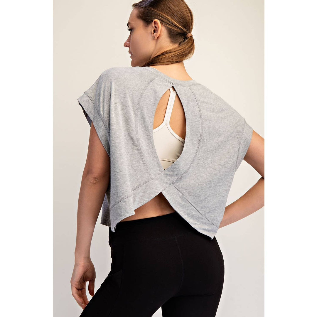 VISCOSE MODAL OPEN BACK TOP - BLACK