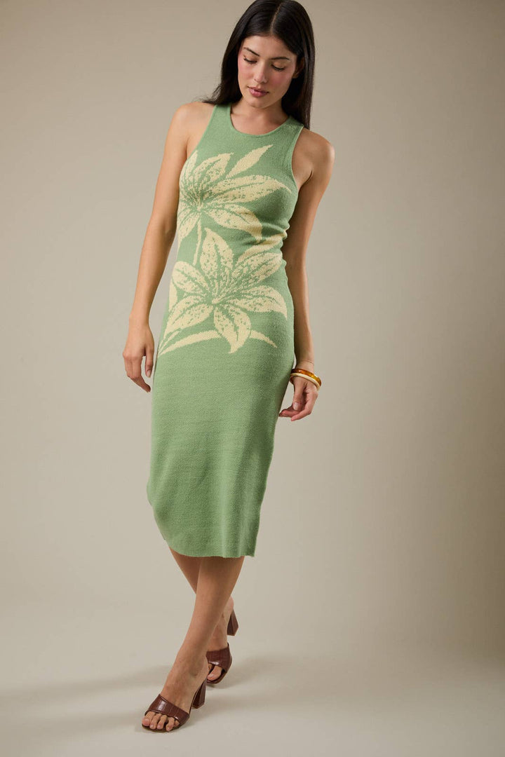 Tropical Flower Sweater Dress