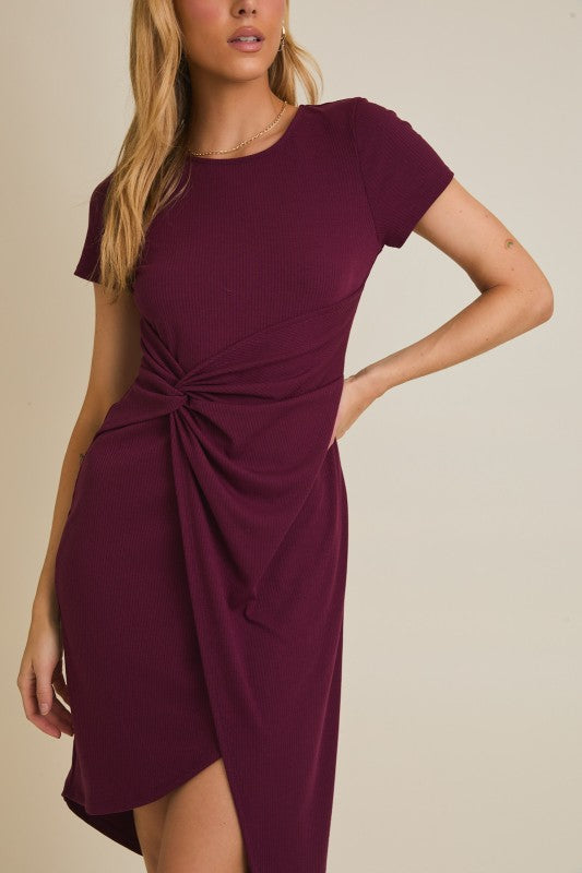 twist wrap midi dress