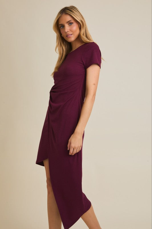 twist wrap midi dress