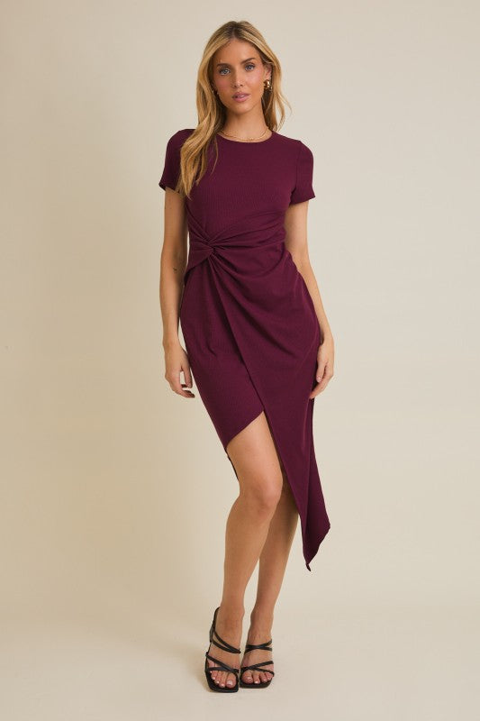 twist wrap midi dress
