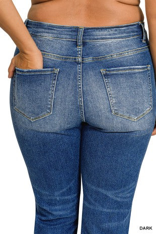 Cuffed Skinny Dark Wash Denim Pants