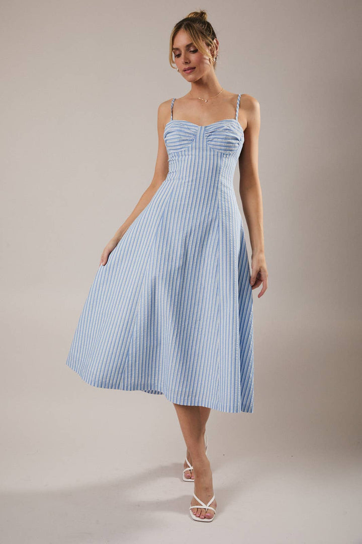 Blue Stripe Midi Dress