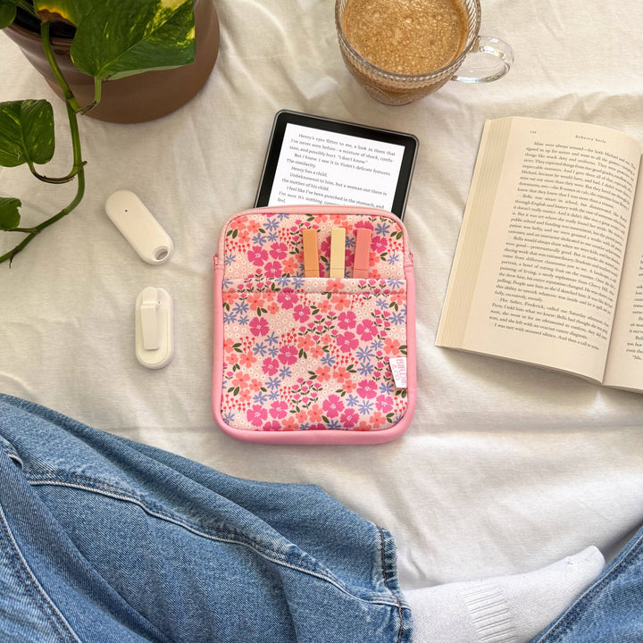 Multicolor Floral Kindle Sleeve, E-reader Zipper Sleeve