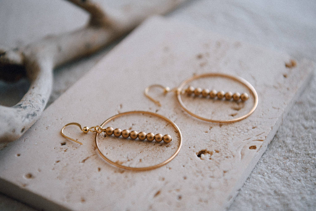 Gemstone and Gold Plated Drop Hoop Earring