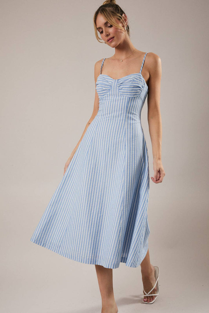 Blue Stripe Midi Dress