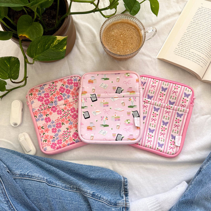 Butterfly and Floral Kindle Sleeve, E-reader Zipper Sleeve