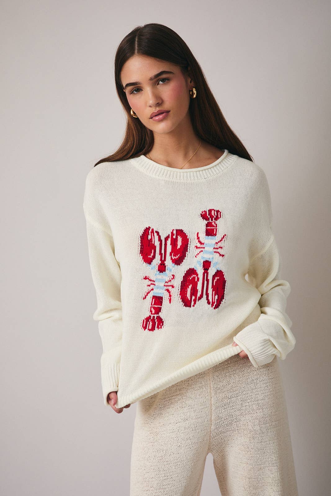 “Stripe Lobster” Graphic Sweater