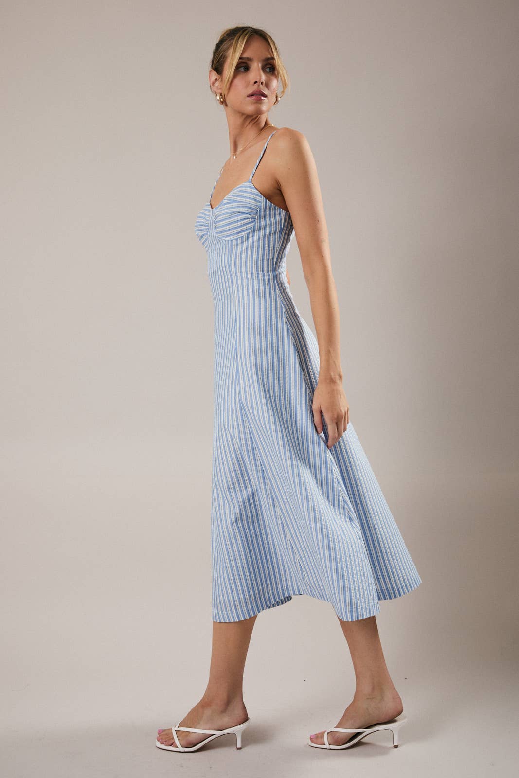 Blue Stripe Midi Dress