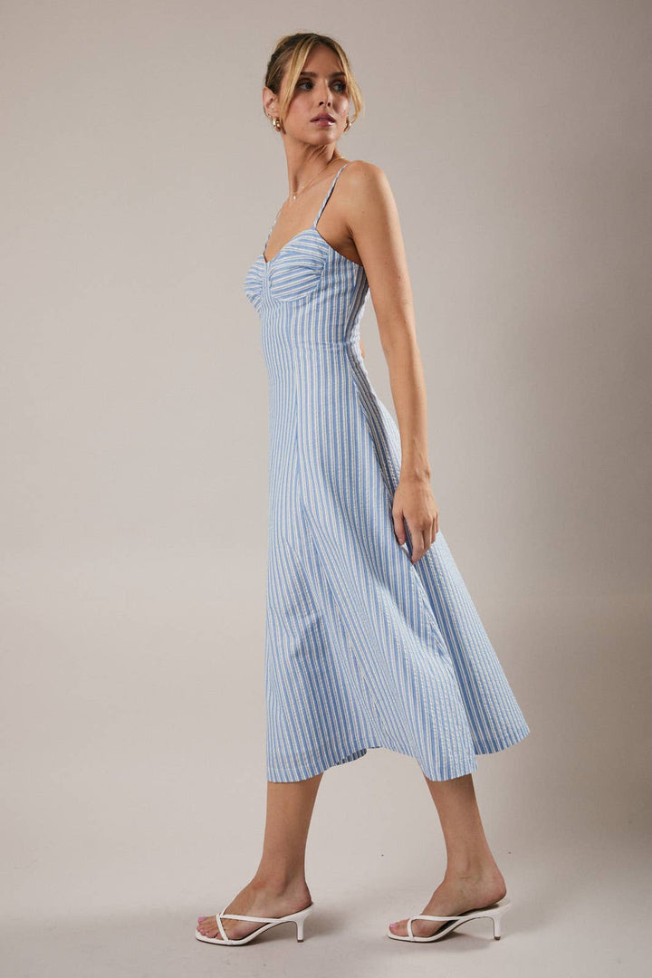 Blue Stripe Midi Dress