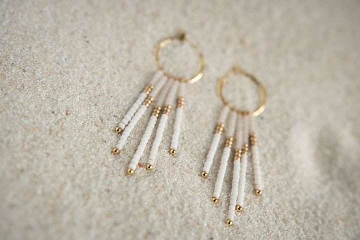 Beaded Fringe Hoops Earrings