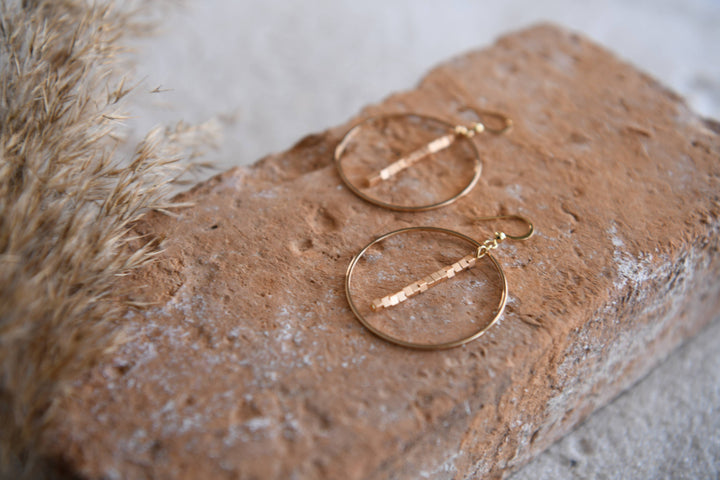 Hepburn Pearl or Gold Beaded Drop Hoop Earrings