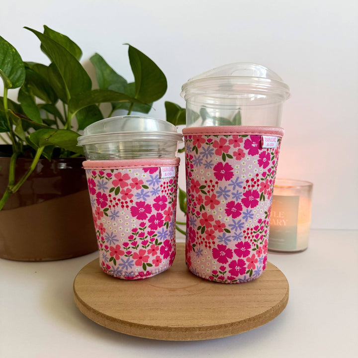 Multicolor Floral Iced Coffee Sleeve, Reusable Cup Holder for Coffee Lover