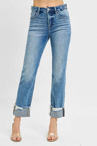 RISEN tummy control, high rise, cropped, straight, cuff