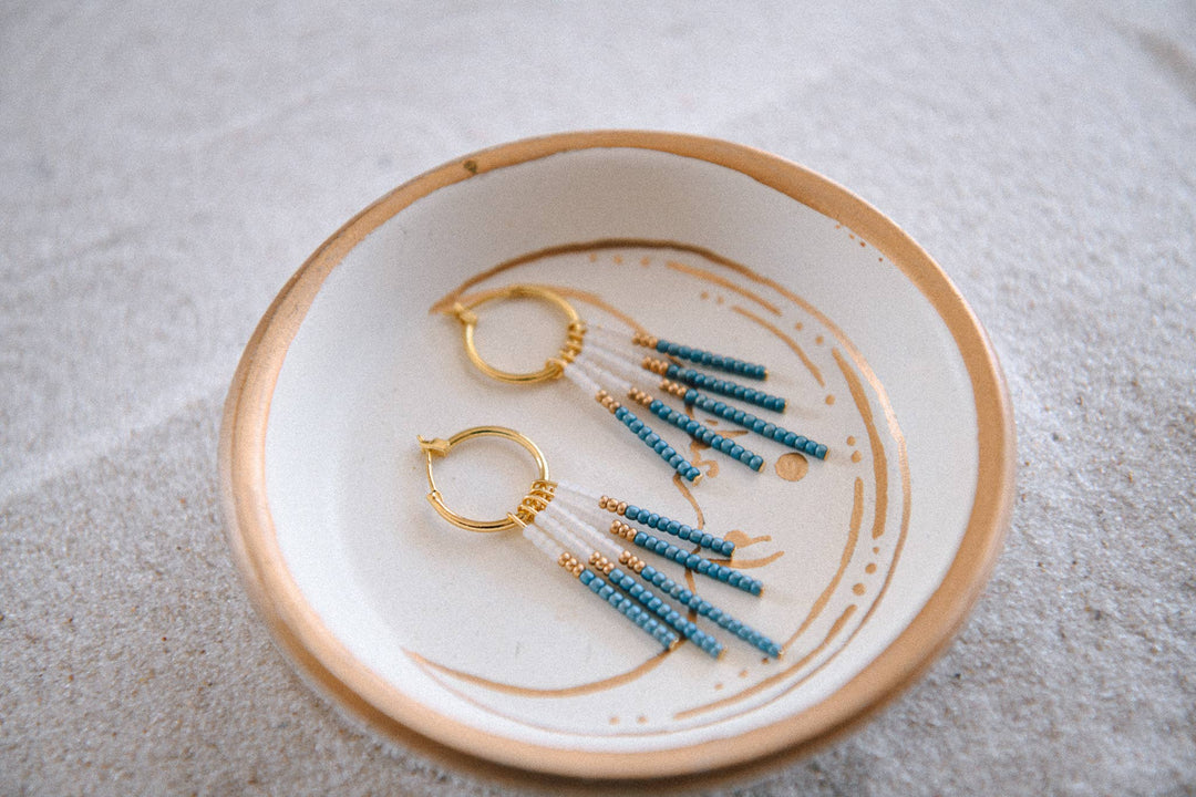 Beaded Fringe Hoops Earrings