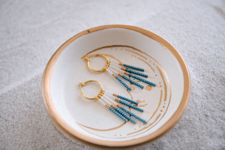 Beaded Fringe Hoops Earrings