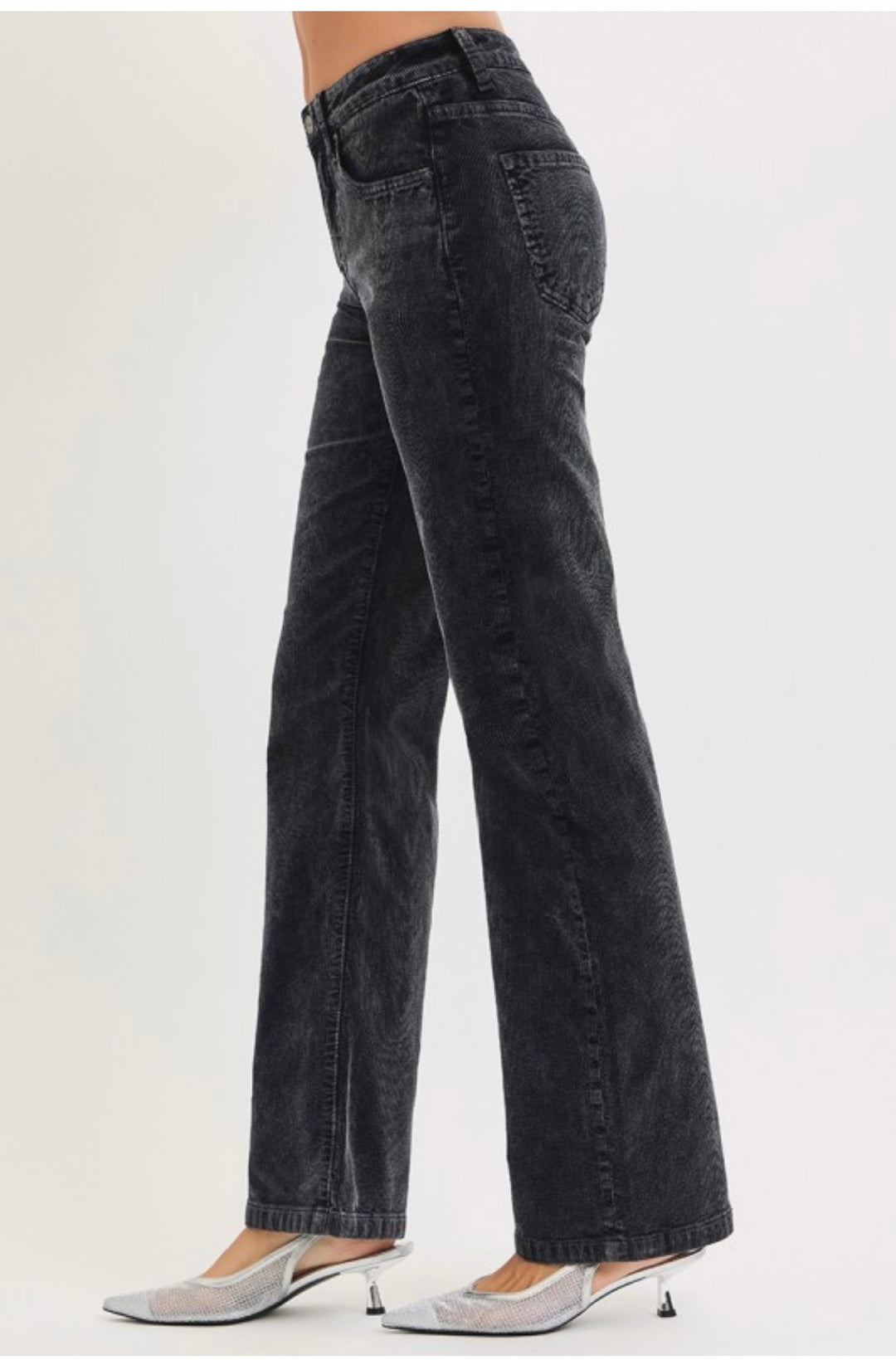 Tummy Control Mid Rise Straight Leg Corduroy Pants