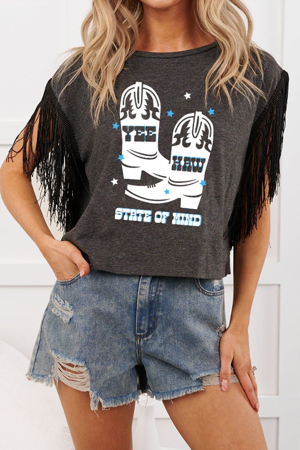Yee Haw State of Mind Fringe Graphic Tee