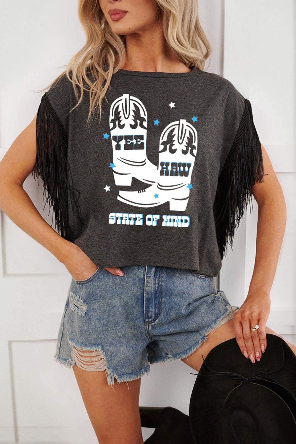 Yee Haw State of Mind Fringe Graphic Tee