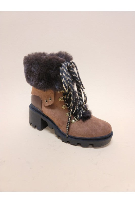 lace up fur booties