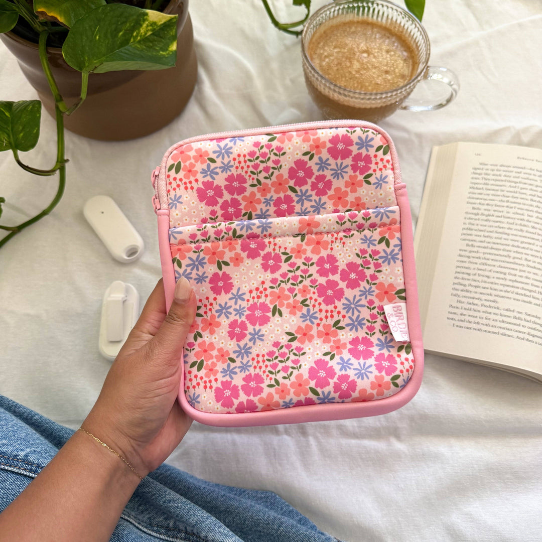 Multicolor Floral Kindle Sleeve, E-reader Zipper Sleeve