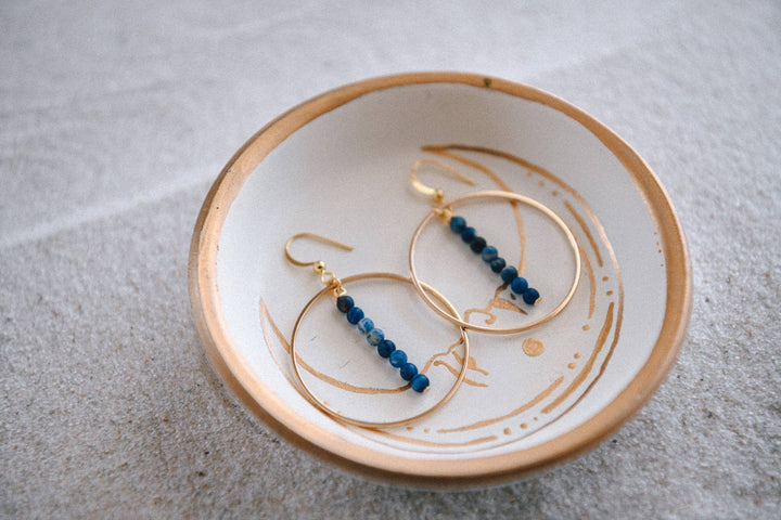 Gemstone and Gold Plated Drop Hoop Earring