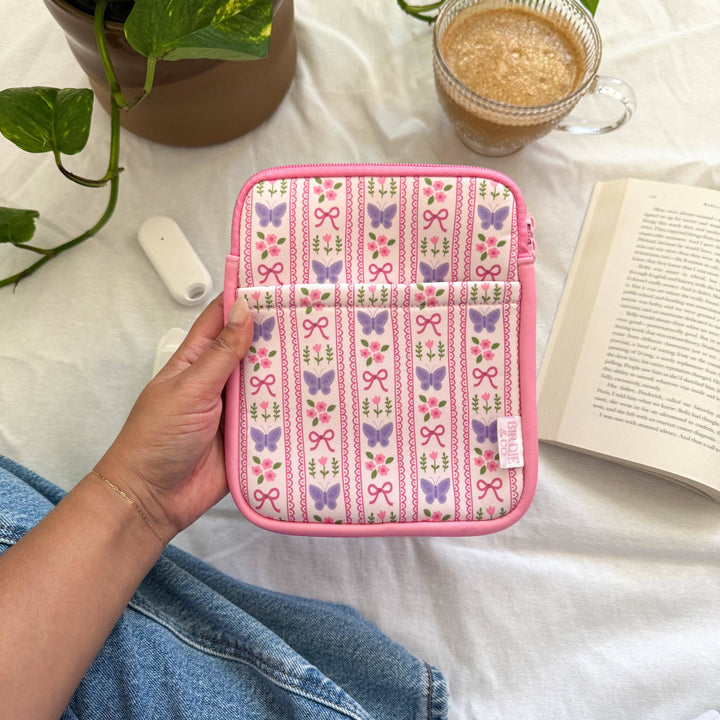 Butterfly and Floral Kindle Sleeve, E-reader Zipper Sleeve