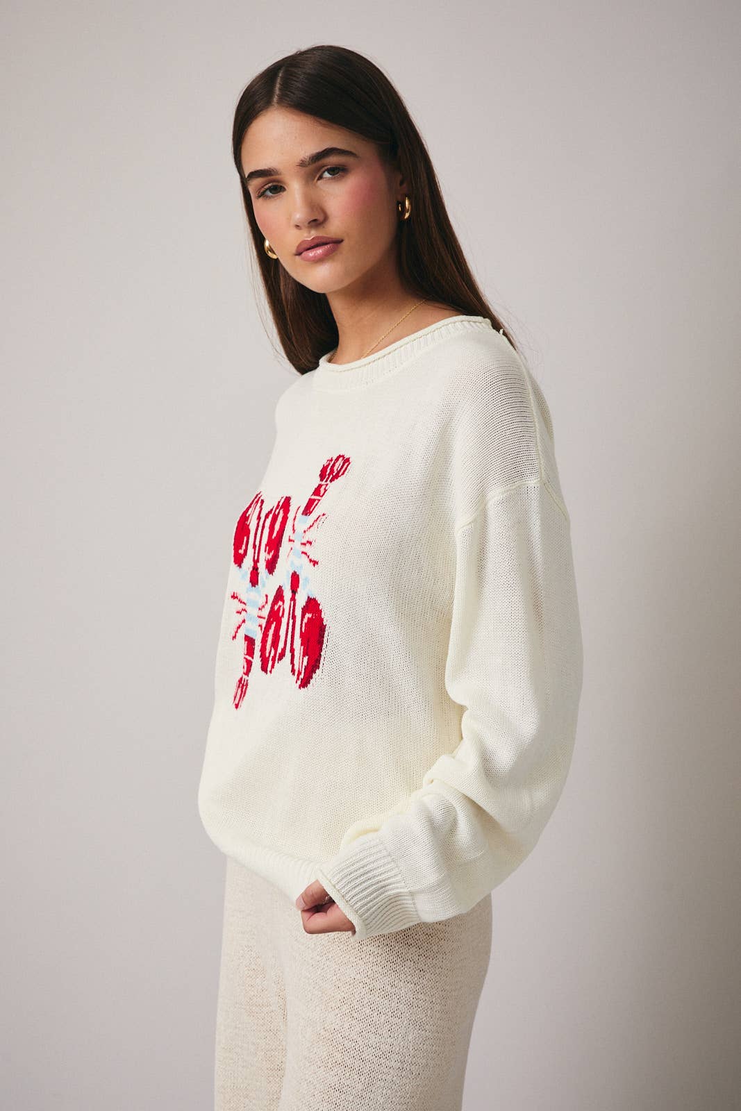 “Stripe Lobster” Graphic Sweater