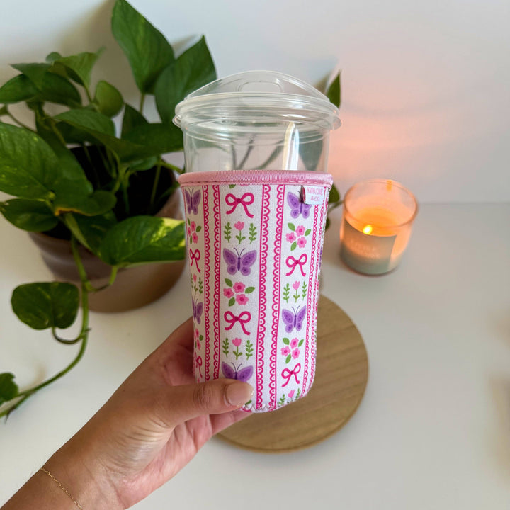 Butterfly and Flower Iced Coffee Sleeve