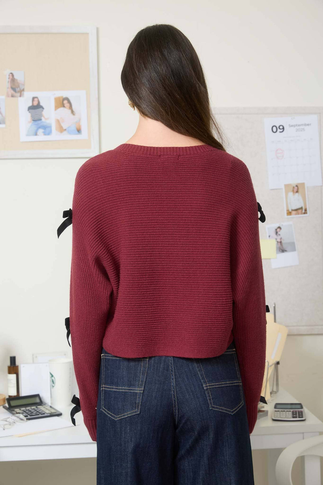 Velvet Bow Cranberry Sweater