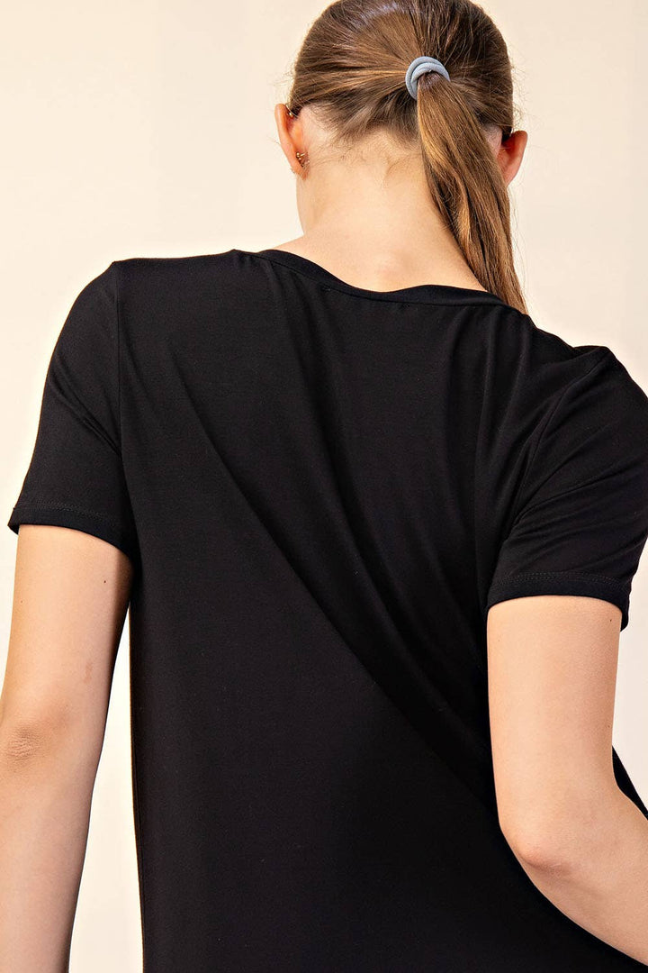 VISCOSE MODAL OPEN BACK TOP - BLACK