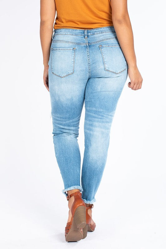 Plus Size Distressed Ankle Skinny