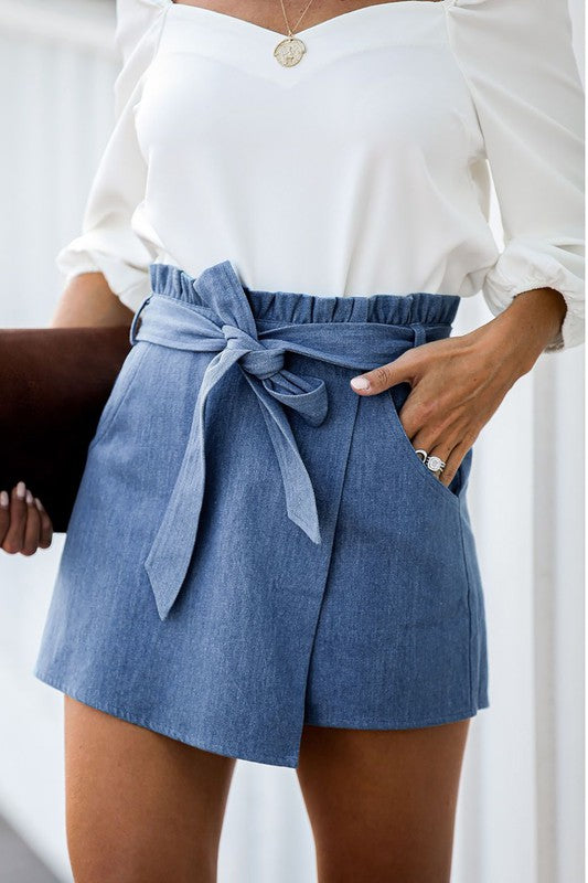 Denim Wrap Skirt with pockets