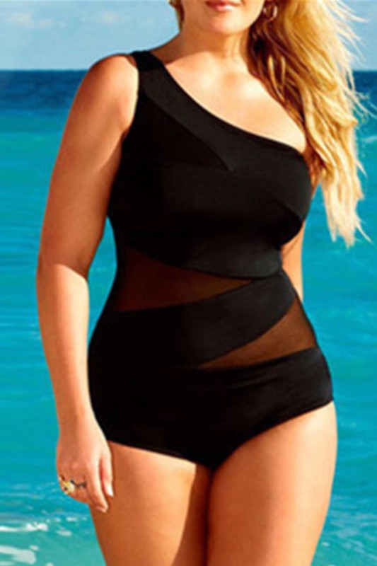 Curvy| sexy one shoulder one piece swimsuit